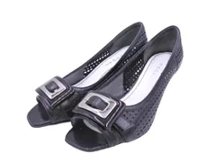 美品 REGAL リーガル オープントゥ ウェッジソール パンプス size23.5ｃｍ/黒 ■◇ レディース