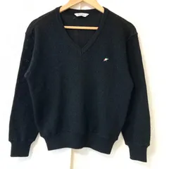 80s！90s！ヴィンテージ◎ (^w^)b Arnold Palmer アーノルドパーマー Vネック ニット セーター ウール混 ロゴ刺繍 カジュアル シンプル ゴルフ golf 通学 通勤 長袖 トップス ブラック 黒 メンズ 男性 M