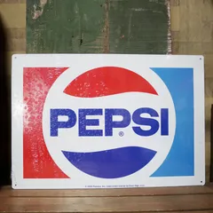 ペプシコーラ ブリキ看板 PEPSI 1970 LOGO サイン看板 アメリカン雑貨