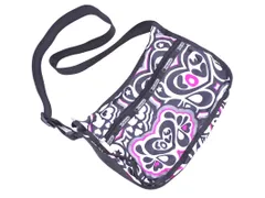 レスポートサック ポーチ付き ハート柄 ショルダー バッグ 白ｘ黒xピンク ■■ レディース