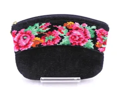 FEILER フェイラー 花柄 ミニ ポーチ 黒 ■■ レディース