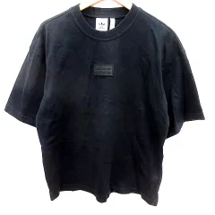 アディダス adidas カットソー Tシャツ Uネック 半袖 L 黒 ブラック /RT