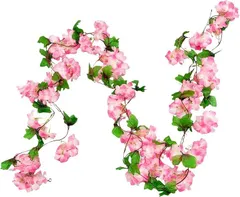 AhhYouMe（アーユーミー） 造花 フェイクフラワー 桜 ガーランド 吊り下げ 垂れ下がりタイプ インテリア ディスプレイ 店舗 季節装飾 2本 (ディープピンク,  ワンサイズ)