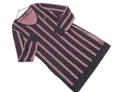 FRED PERRY フレッドペリー ストライプ ニット ワンピース sizeM/紺 ■◇ レディース