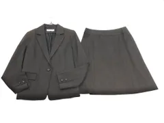 NATURAL BEAUTY BASIC ナチュラルビューティーベーシック ウール混 ストライプ セットアップ ジャケット スカート スーツ sizeL/グレー ■◇ レディース