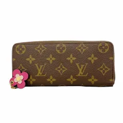 ルイ・ヴィトン(Louis Vuitton) ルイ・ヴィトン 長財布 モノグラム ポルトフォイユクレマンス フラワーチャーム M68314 ブラウン ホットピンクレディース