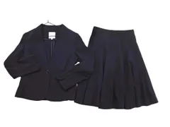KUMIKYOKU 組曲 ノーカラー セットアップ ジャケット スカート スーツ sizeS1/紺 ■◇ レディース