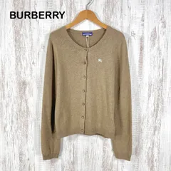 新品未使用 美品 BURBERRY BLUE LABEL バーバリーブルーレーベル ホースロゴ刺繡 カシミヤ ウール ニット ロングスリーブ カーディガン ベージュ レディース トップス