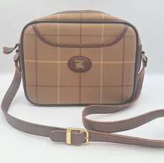 Burberry バーバリー ショルダーバッグ  ヴィンテージ ノバチェック バッグ ブラウン系 レザー キャンバス ハンドバック オールド【11643】