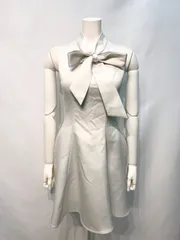 2331 ERUKEI エルケイ　キャバクラ　ドレス　ノースリーブ　リボン　フレア　光沢　シンプル　キャバドレス　0サイズ