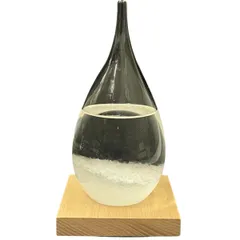 【未使用】StormGlass ストームグラス　しずくLサイズ 115×115×205　ウッドベース付属 天気予報ボトル インテリア ギフト 【送料無料】のサムネイル