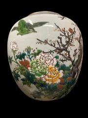 日本 伝統工芸品 九谷焼 花瓶 磁器 九谷五彩 絵付け 鳥 花 花鳥図 和室インテリア 生け花 花器 花入れ 生花 壺 インテリア コレクション N26B(出)5
