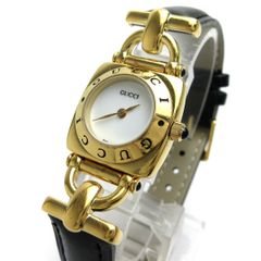グッチ GUCCI ホースビット レディース 革 白文字盤 6300L 時計 婦人