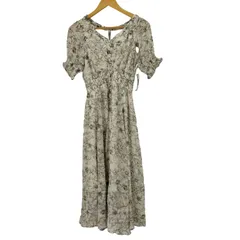 トッコクローゼット tocco closet 飾りくるみ釦付きシャーリングフラワープリントワンピース レディース JPN：M 