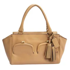 コーチCOACH がま口ポケットレザーバッグ ベージュ