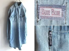 BLUE BLUE ブルーブルー ロゴピスネーム デニムシャツ チュニック ワンピース 1/S ライトインディゴ 日本製 ハリウッドランチマーケット