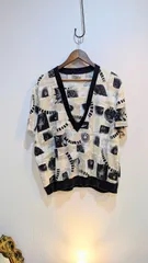 USA オールオーバープリント デザインTシャツ　Lから XL 80年代 クリケットレーン シェル ベージュ 半袖シャツ　魚　size42