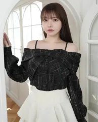 Lip service 립서비스 スナ系 日本ブランド リー リボン オフショルダー ブラウス ブラック
