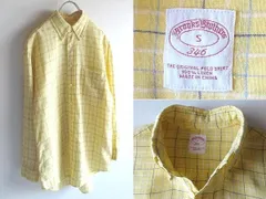 00sビンテージ Brooks Brothers 346 ブルックスブラザーズ リネンシャツ チェックシャツ BDシャツ S イエロー 黄 国内正規品