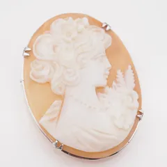 R124 シェルカメオ SILVER刻印 女性横顔 デザイン シルバー ヴィンテージ