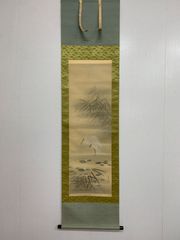 真作/加藤英舟/鶯図/ウグイス図/うぐいす/花鳥/鳥/布袋屋掛軸HK-213