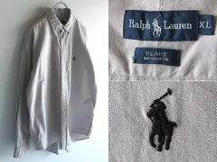 希少 EURO企画 90sビンテージ Ralph Lauren ラルフローレン BLAKE ポロポニーロゴ刺繍 コットン BDシャツ XL グレー 大きいサイズ RN41381