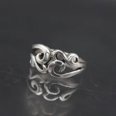 R067 ヴィンテージ 925刻印 リング 透かし彫り デザイン シルバー 指輪 4号