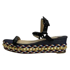 CHRISTIAN LOUBOUTIN(クリスチャンルブタン) サンダル 38 レディース - 黒×レッド×マルチ スタッズ レザー