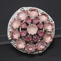 R293 ブローチ ピンクストーン風 シルバーカラー デザイン コスチュームジュエリー