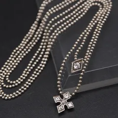 Q843 ダイヤモンド風 925刻印 ペンダント ネックレス 2連 デザイン シルバー