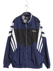 【お得なクーポン配布中!】 90s アディダス ナイロン トラック ジャケット メンズ M / オールド フルジップ ブルゾン ジャンパー ウインドブレーカー 3ライン スポーツ