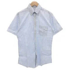 ブルックスブラザーズ BROOKS BROTHERS ボタンダウンシャツ 半袖 カジュアル ストライプ 15 青 ブルー 白 ホワイト /GV