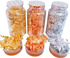 lulubelle 金箔 3個セットヘア用 ホログラム ネイル用 金箔シート フレーク 模造金箔 髪飾り DIY工芸品 レジン 美術 装飾用 (3g)