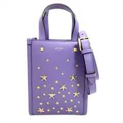 ジミーチュウ JIMMY CHOO MINI N/S TOTE CZN クリスタルスタッズ ミニトート ショルダーバッグ レザー ラベンダー ゴールド金具 スター レディース【中古】