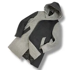 美品 LEON掲載 1PIU1UGUALE3 CRAZY WRAP COAT クレイジー ウール ラップ コート ロングコート フード 3 グレー ブラック ウノピゥウノウグァーレトレのサムネイル