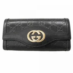 グッチ(Gucci) グッチ 長財布 グッチシマ 282431 レザー ブラック シャンパンレディース