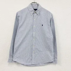 古着 used　Ralph Lauren　ラルフローレン　長袖シャツ　ボタンダウンシャツ　チェック柄　ブルー　Mサイズ