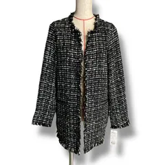 新品 タグ付 未使用 iCB アイシービー ロービングツイードノーカラージャケット 羽織り ジャケット ツイード フリンジ セレモニー フォーマル ブラック ホワイト 黒 白 サイズ4 (9) レディース 春 ゴーゴー古着マルイ北千住店 11 No.1714