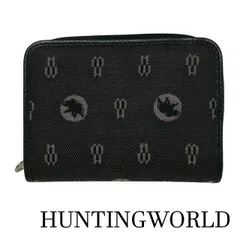 ハンティングワールド　HUNTINGWORLD　キャンバスレザー　ラウンドファスナー2つ折り財布のサムネイル