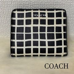 コーチ COACH チェッカーボードプリント レザースナップウォレット 2