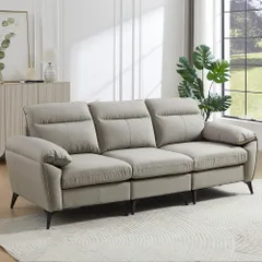 「新入荷」 ソファ 全新品 ー ソファ 3人掛け 幅205cm 3人掛け 北欧 ソフトレザーソファー 3p モダン リビングソファー ソファーセット ソファセット PU 弾力 応接室 オフィスソファー 1年保証付きのサムネイル