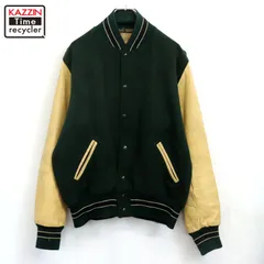 60s vintage チェーンステッチ アームレザー ウール スタジャン メンズ XLサイズ相当 ビッグサイズ オーバーサイズ