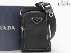 【ほぼ新品】プラダ PRADA リナイロン Re-Nylon スマートフォンケース フォンポーチ ポシェット 斜め掛け ショルダーバッグ ブラック リナイロン 再生ナイロン 2ZH155