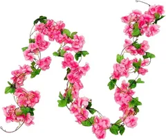 AhhYouMe（アーユーミー） 造花 フェイクフラワー 桜 ガーランド 吊り下げ 垂れ下がりタイプ インテリア ディスプレイ 店舗 季節装飾 2本 (ローズレッド,  ワンサイズ)