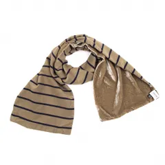 アルマーニコレツィオーニARMANI COLLEZIONI シルクレーヨンボーダーマフラー カーキ茶他