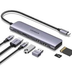 UGREEN Revodok 1071 USB-Cハブ 7-IN-1 USB ハブ Type-C PD100W急速充電 USB-C 5Gbps高速転送 4K HDMIハブ USB 3.0 2ポート拡張 SD Micro SD/TFカードリーダー付き タイプC 