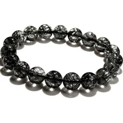  〔K2085-1〕高品質 約11mm 透明度が高い 迫力 ブラックルチルクォーツ ブレスレット