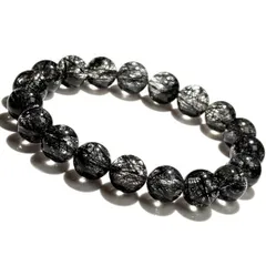  〔K2085-2〕高品質 約11mm 透明度が高い 迫力 ブラックルチルクォーツ ブレスレット