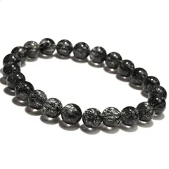  〔K2085-6〕高品質 約8mm 透明度が高い 迫力 ブラックルチルクォーツ ブレスレット