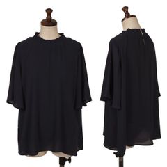 ビームスBEAMS HEART ポリシャーリングネックブラウス 紺36